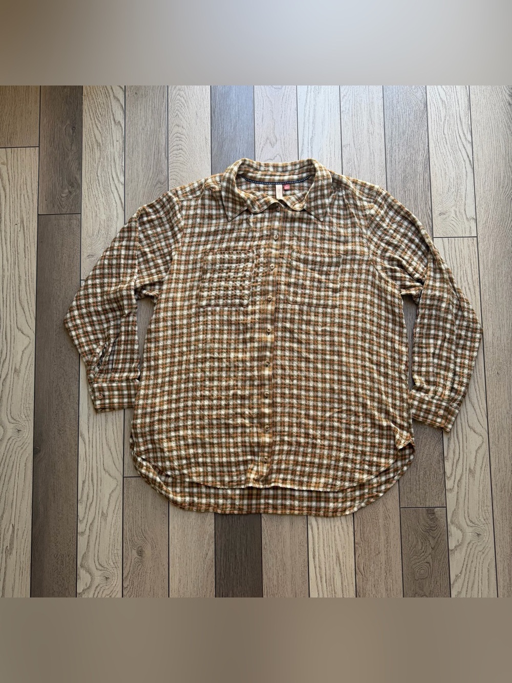 Pilcro Brown and Cream Plaid Button-Down Shirt 1X